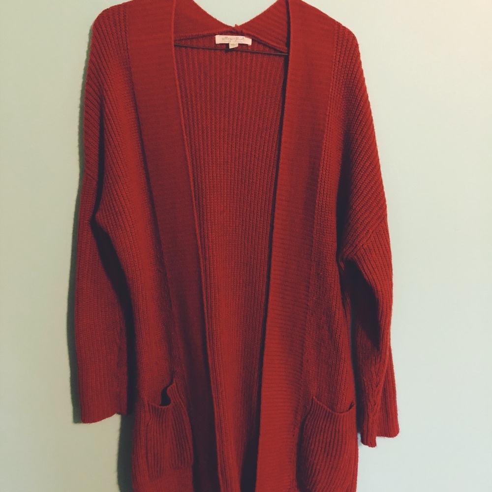 burnt red orange cardigan